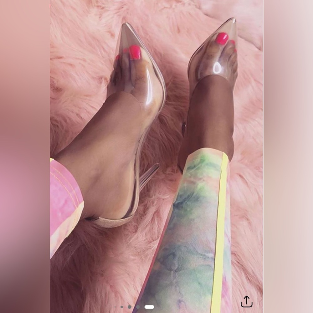 Fashion Nova Beige Clear Heels